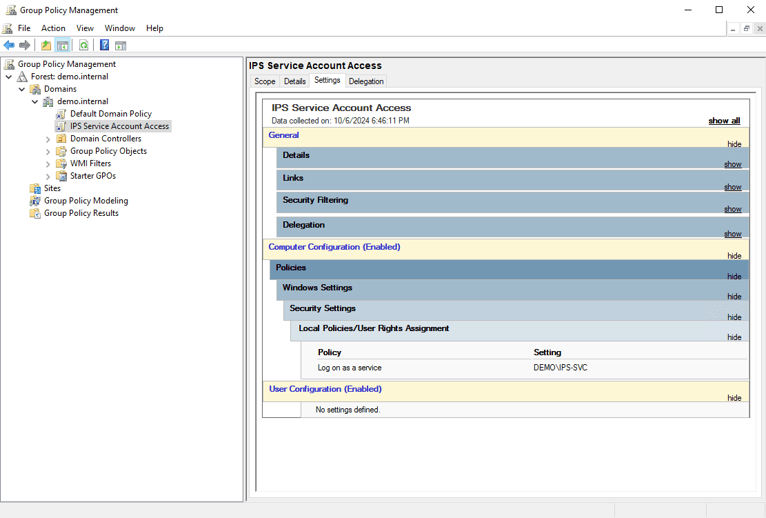 Logon GPO for IPS SVC